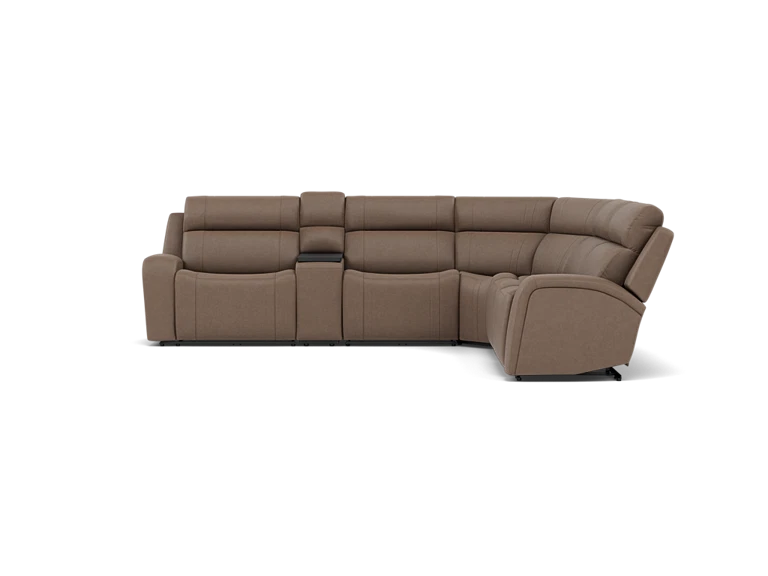 Maverick 6-Pc Leather Fully Loaded Reclining Modular With Drop Down Table And Massage